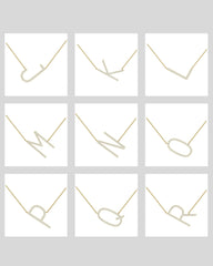 Round Cut Moissanite Diamond Sideways Initial Necklace