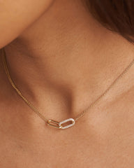 0.48CT Round Cut Moissanite Paperclip Link Necklace for Women