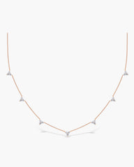 Round Cut Moissanite Diamond Three Stone Necklace for Women