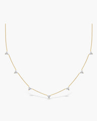 Round Cut Moissanite Diamond Three Stone Necklace for Women