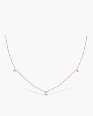 Round Cut Moissanite Diamond Three Stone Necklace for Women