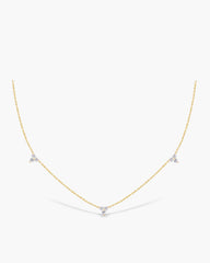 Round Cut Moissanite Diamond Three Stone Necklace for Women