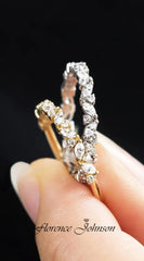 Marquise & Round Cut Half Eternity Wedding Band