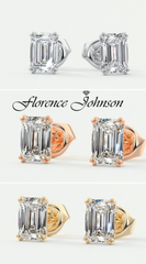 1.0CT Emerald Solitaire G-VS Lab Grown Diamond Earrings