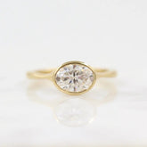 1.50ct Oval Cut Bezel Solitaire F Color VS1 Purity Lab Grown Diamond Engagement Ring