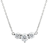 Round Cut Moissanite Diamond Three Stone Necklace for Women