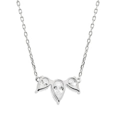 Pear Cut Moissanite Diamond Three Stone Necklace for Women