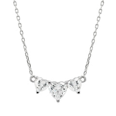 Heart Cut Moissanite Diamond Three Stone Necklace for Women