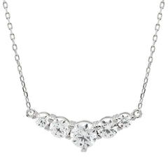 Round Cut Moissanite Diamond Five Stone Necklace for Women
