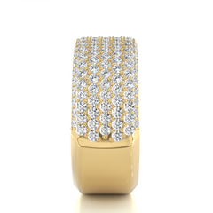 7mm Moissanite Wedding Band Yellow Gold in Micro Pave Setting