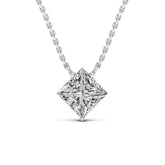 Princess Cut Moissanite Diamond Solitaire Pendant Necklace
