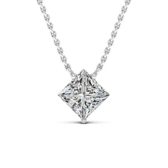 Princess Cut Moissanite Diamond Solitaire Pendant Necklace