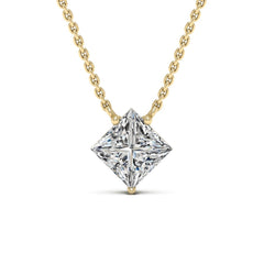 Princess Cut Moissanite Diamond Solitaire Pendant Necklace