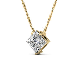 Princess Cut Moissanite Diamond Solitaire Pendant Necklace