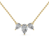 Pear Cut Moissanite Diamond Three Stone Necklace for Women