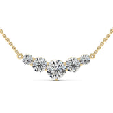 Round Cut Moissanite Diamond Five Stone Necklace for Women