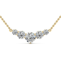Round Cut Moissanite Diamond Five Stone Necklace for Women