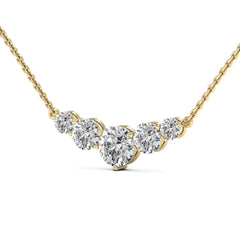 Round Cut Moissanite Diamond Five Stone Necklace for Women