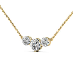 Round Cut Three Stone Diamond Moissanite Necklace for Her