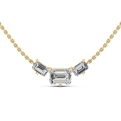 Emerald Cut Moissanite Diamond Three Stone Necklace for Her