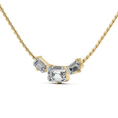 Emerald Cut Moissanite Diamond Three Stone Necklace for Her