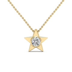 Round Cut Moissanite Diamond Star Necklace for Women