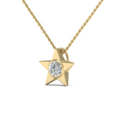 Round Cut Moissanite Diamond Star Necklace for Women