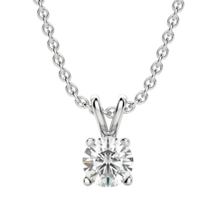 0.25-1.0ct Round Cut Solitaire Moissanite Diamond Necklace