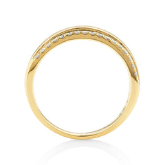 Two Row Moissanite Wedding Band with 0.37ct of Diamonds In Yellow Gold