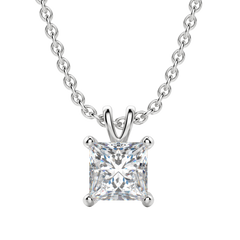 0.25-1.0ct Princess Cut Solitaire Moissanite Diamond Necklace