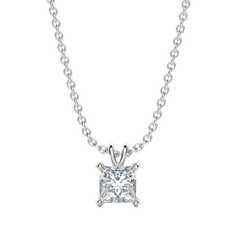 0.25-1.0ct Princess Cut Solitaire Moissanite Diamond Necklace