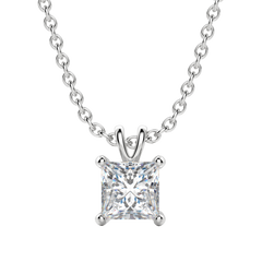 0.25-1.0ct Princess Cut Solitaire Moissanite Diamond Necklace