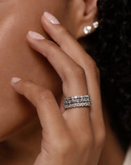 Baguette & Round Cut Moissanite Eternity Diamond Wedding Band