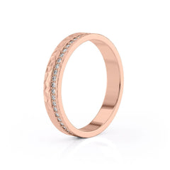 4mm Round Cut Moissanite Men's Diamond Hammered Wedding Band
