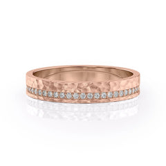 4mm Round Cut Moissanite Men's Diamond Hammered Wedding Band