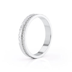 4mm Round Cut Moissanite Men's Diamond Hammered Wedding Band