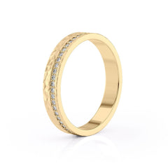 4mm Round Cut Moissanite Men's Diamond Hammered Wedding Band