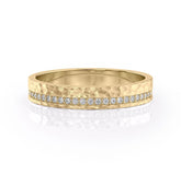 4mm Round Cut Moissanite Men's Diamond Hammered Wedding Band