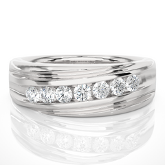 1.5CT Seven Stone Round Moissanite Wedding Band in Rose Gold