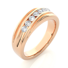 1.5CT Seven Stone Round Moissanite Wedding Band in Rose Gold