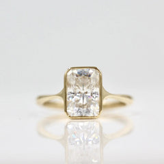2ct Radiant Cut Solitaire Moissanite Bezel Diamond Engagement Ring