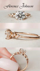 2.0CT Round Brilliant Cut Moissanite Cluster Engagement Ring