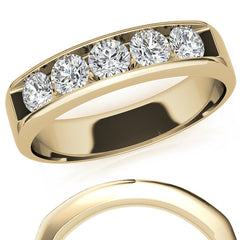 4mm Round Cut Five Stone Moissanite Men's Wedding Band in Rose Gold