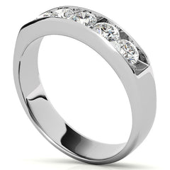 4mm Round Cut Five Stone Moissanite Men's Wedding Band in Rose Gold