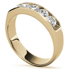 4mm Round Cut Five Stone Moissanite Men's Wedding Band in Rose Gold