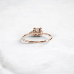 1.01CT Asscher Cut Three Stone Moissanite Engagement Ring with Triangle Side Stones