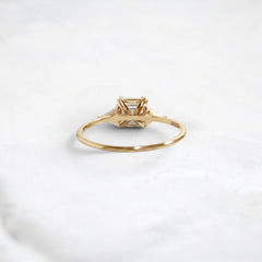 1.01CT Asscher Cut Three Stone Moissanite Engagement Ring with Triangle Side Stones