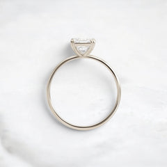 Asscher Cut 1.0CT Moissanite Solitaire Engagement Ring with Double Prong Setting in 14K Gold