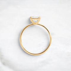 Asscher Cut 1.0CT Moissanite Solitaire Engagement Ring with Double Prong Setting in 14K Gold