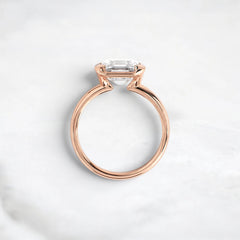 Half-Bezel Asscher Cut 3.0CT Moissanite Engagement Ring, Tall Band